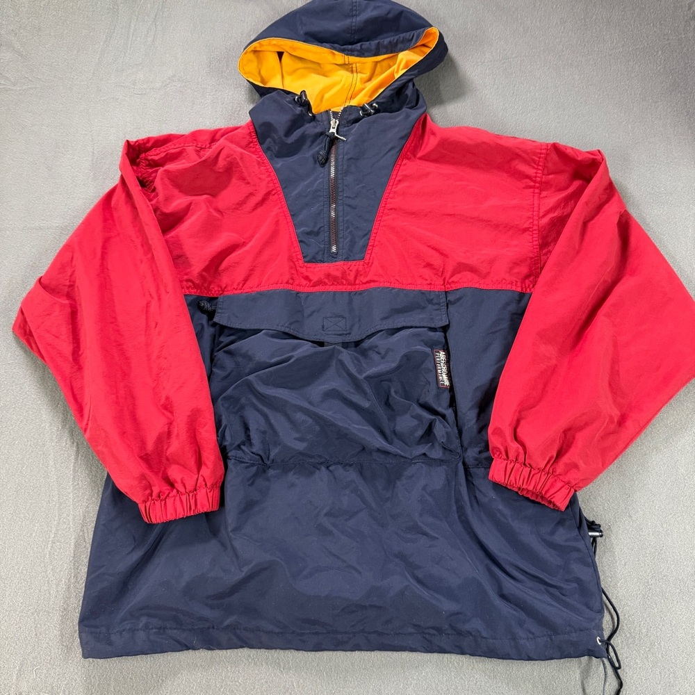 Vintage Abercrombie Performance Windbreaker Mens M Red Navy Half Zip Jacket